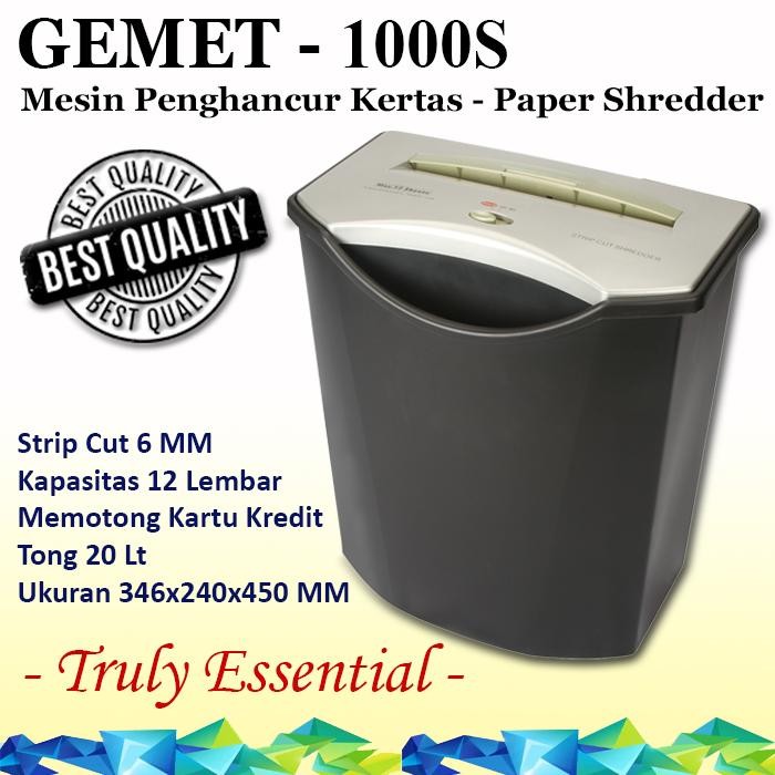 Jual GEMET 1000S PENGHANCUR KERTAS PAPER SHREDDER 12 LEMBAR, OFFICIAL ...