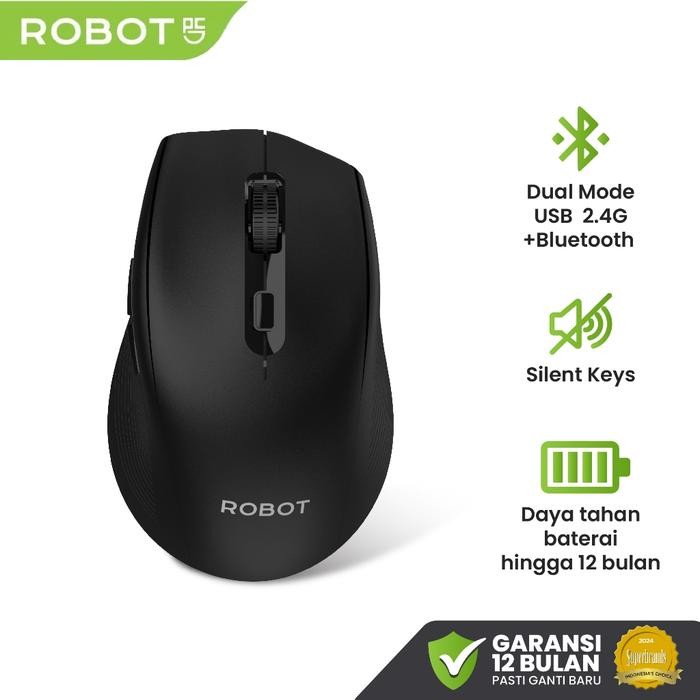 Jual ROBOT M530 Mouse Silent Dual Mode Bluetooth + Wireless 2.4Ghz USB ...