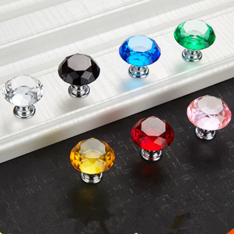 Jual New 30mm Diamond Shape Design Crystal Glass Knobs Cupboard Pulls ...