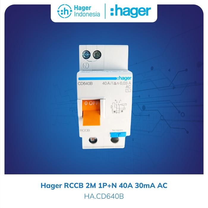 Jual Hager RCCB / ELCB 2P 40A 40 Ampere Type CD640B - Sensitivy 30mA AC ...