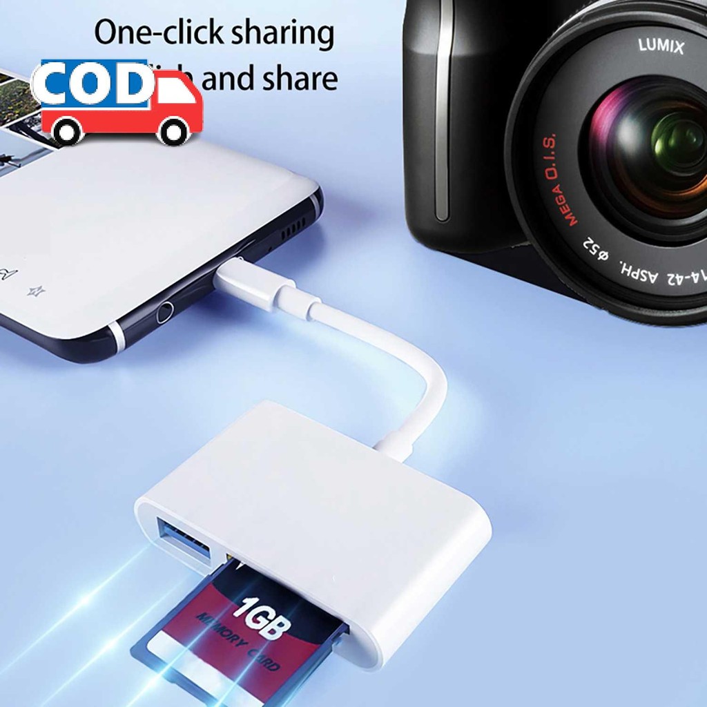 Jual Card Reader 3in1 Type C USB Hub MicroSD SD Card Reader Adaptor ...