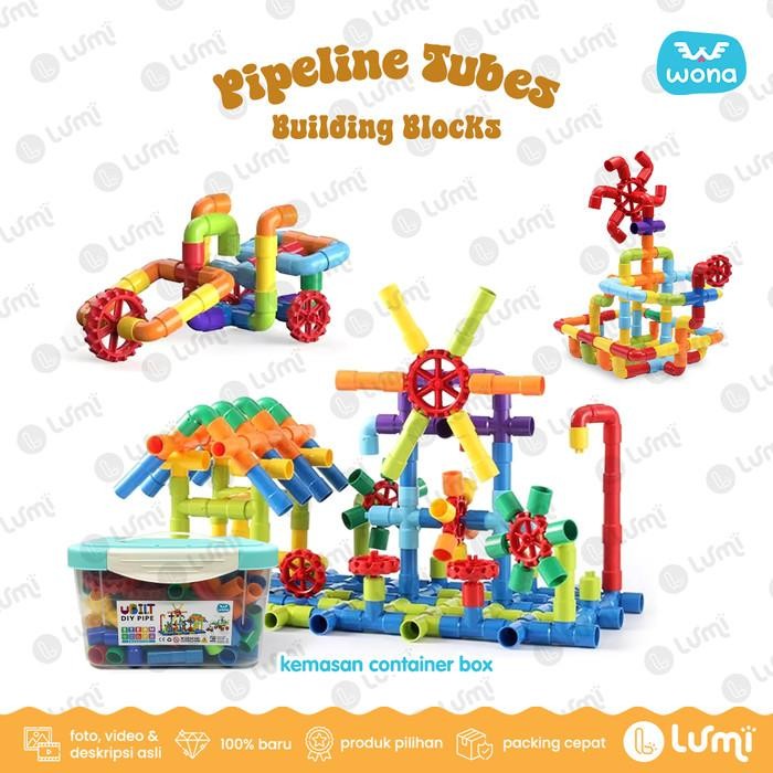 Jual Wona Mainan Block Pipa Susun Bongkar Pasang Puzzle Pipa Diy Pipe ...