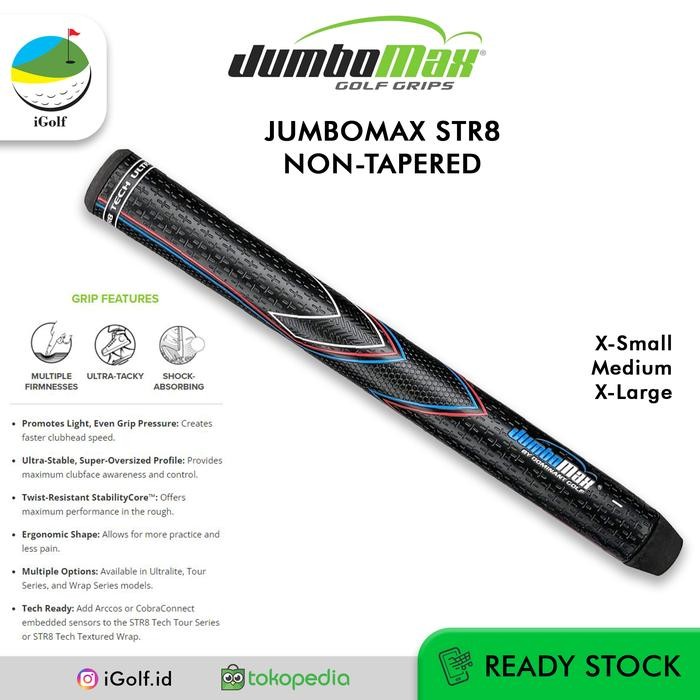Empuñaduras JumboMax STR8 Ultralite - No Cónicas, Tamaño Oversize, Para Un Mejor Agarre En Golf