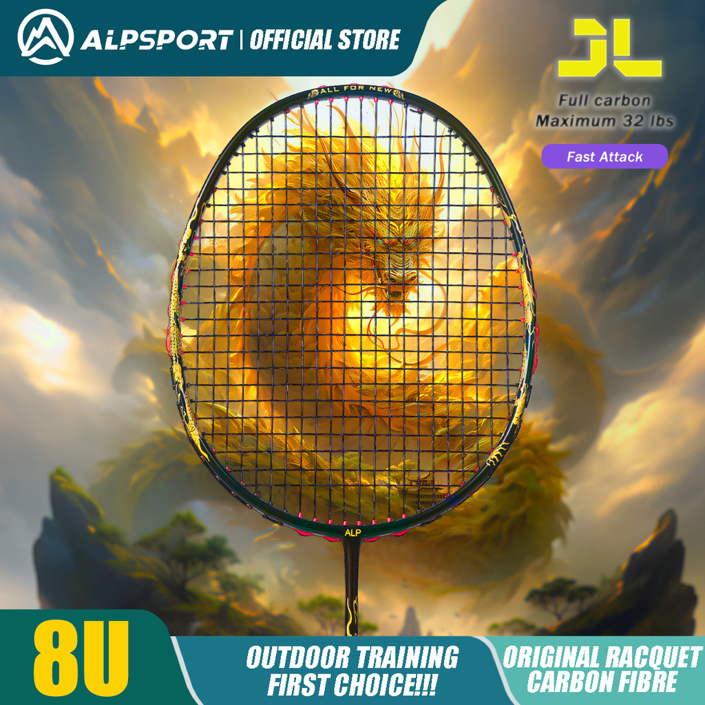 Jual Alp Jl 8U Badminton Racket Ultralight Max 32 Lbs Strung Golden ...