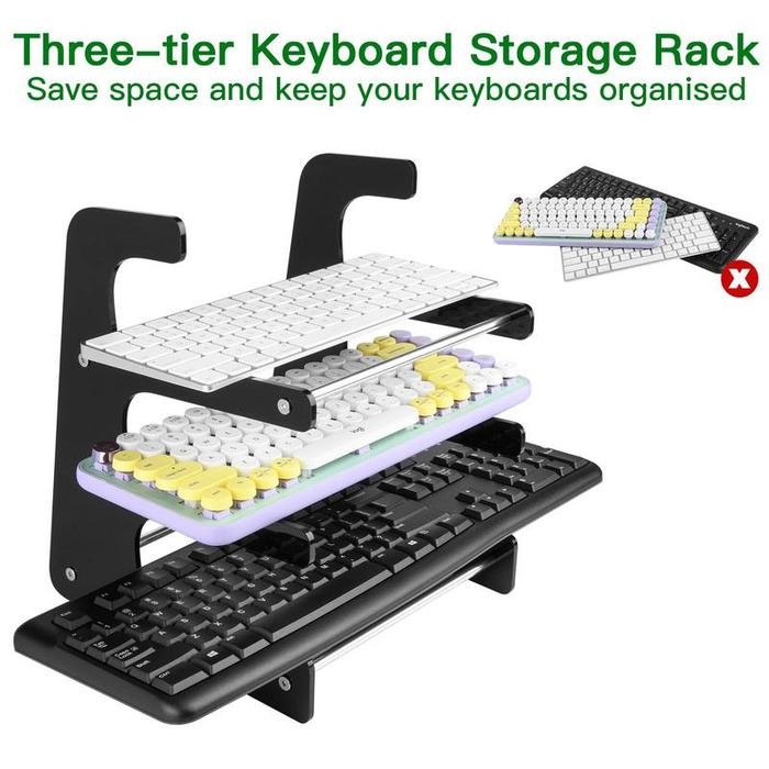 Jual 3 Tier Keyboard Storage Rack acrylic Keyboard Display Stand ...