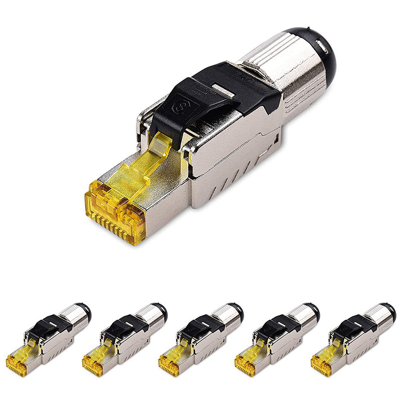 Jual 6-Pack Tool Free Shielded RJ45 Cat 8, Cat8 Field Termination Plug ...