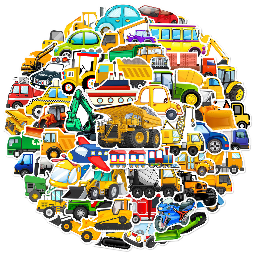 Jual Get Creative with 60pcs Cartoon Construction Vehicle Traffic ...