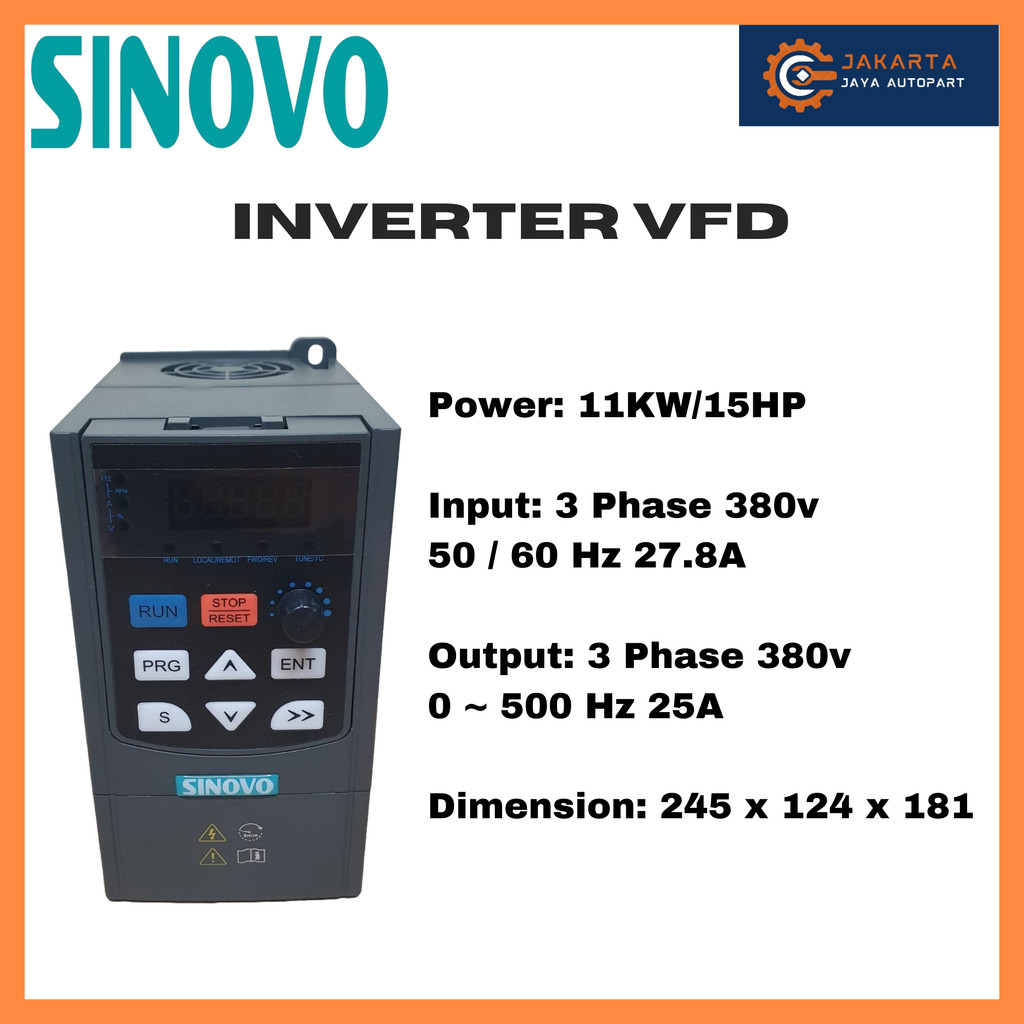Jual Inverter VFD SINOVO 11KW / 15HP Input Output 3Phase 3P 380V ...