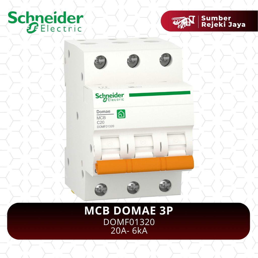 Schneider MCB DOMAE 3P 20A 6kA | DOMF01320 Merlin Gerin Orange