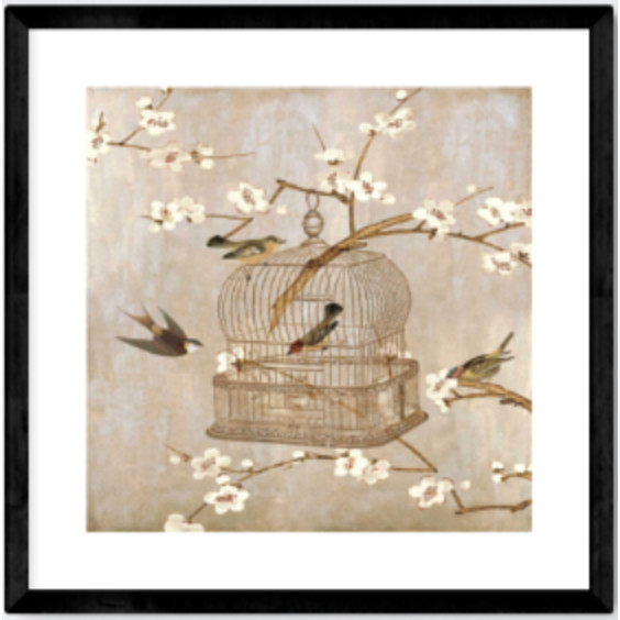 Jual Bingkai Frame Lukisan Burung & Bunga Gaya Chinoiserie Pajangan ...