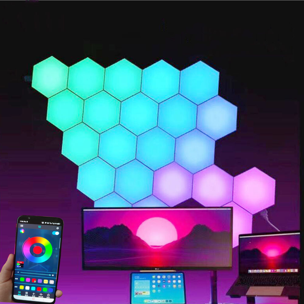 Jual 1-24 PCS Touch Sensor LED Night Light Sensitive Hexagonal LED ...