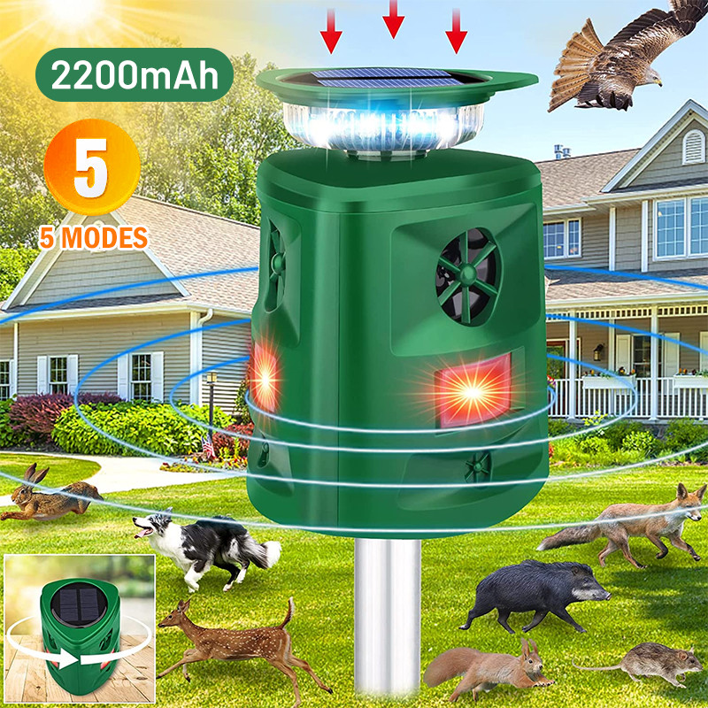MYXE Solar Powered Ultrasonic Animal Repeller, Esterna Impermeabile con Audio, for i Gatti, i Cani, scoiattoli, Volpi, Uccelli