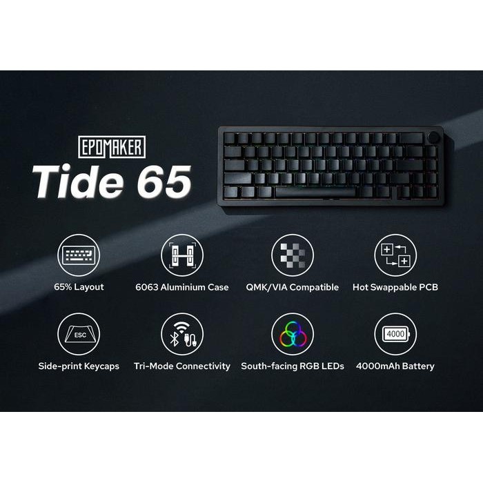 Jual Tide65 Epomaker Wired / Wireless Tri Mode 65% Knob Layout ...