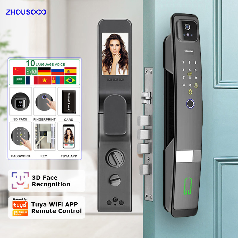 Jual Tuya Wifi 3D Face Recognition Smart Door Lock with Camera | Shopee ...