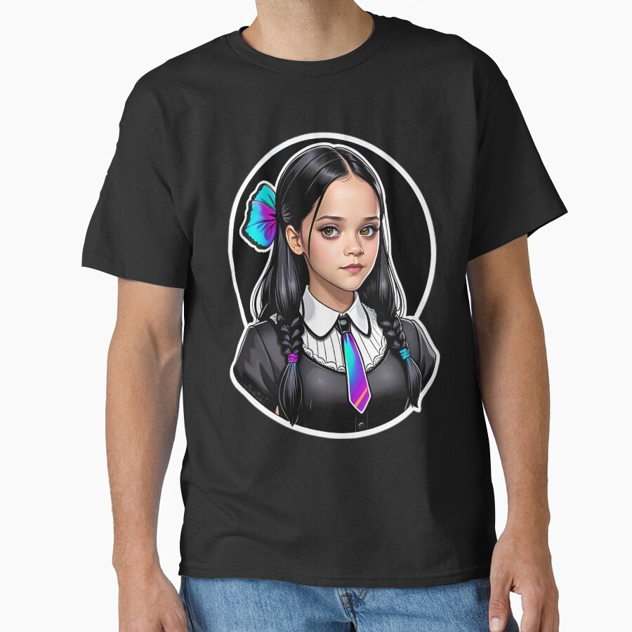 Jual Wednesday Rabu Addams Jenna Ortega Klasik T-Shirt Kaos Leher Bulat ...
