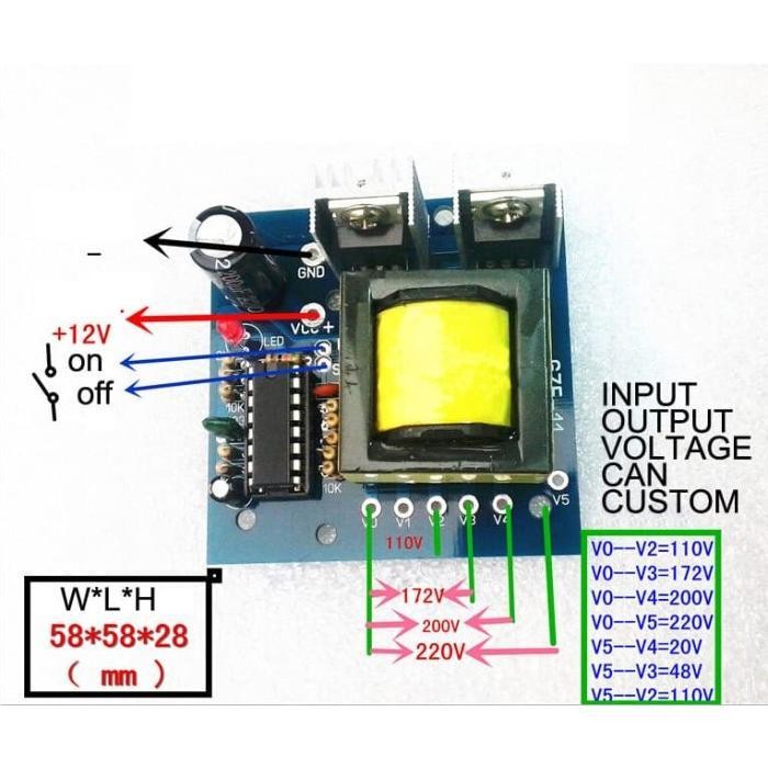 Jual 150W Inverter 12Vdc To 220Vac Boost Step Up Power Module Dx ...