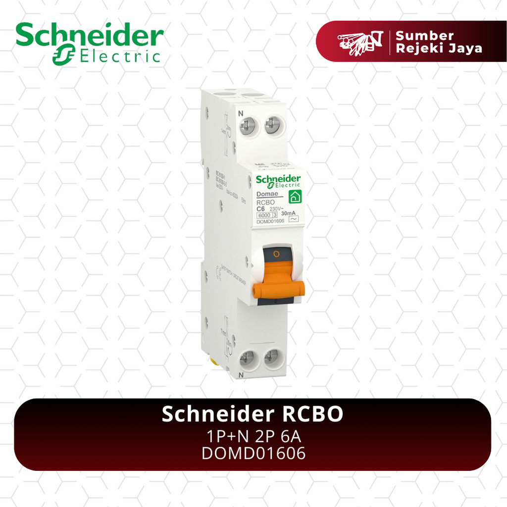 SCHNEIDER RCBO SLIM DOMAE 1P+N 2P 6A | DOMD01606
