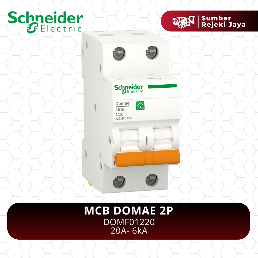 Schneider MCB DOMAE 2P 20A 6kA | DOMF01220 Merlin Gerin Orange