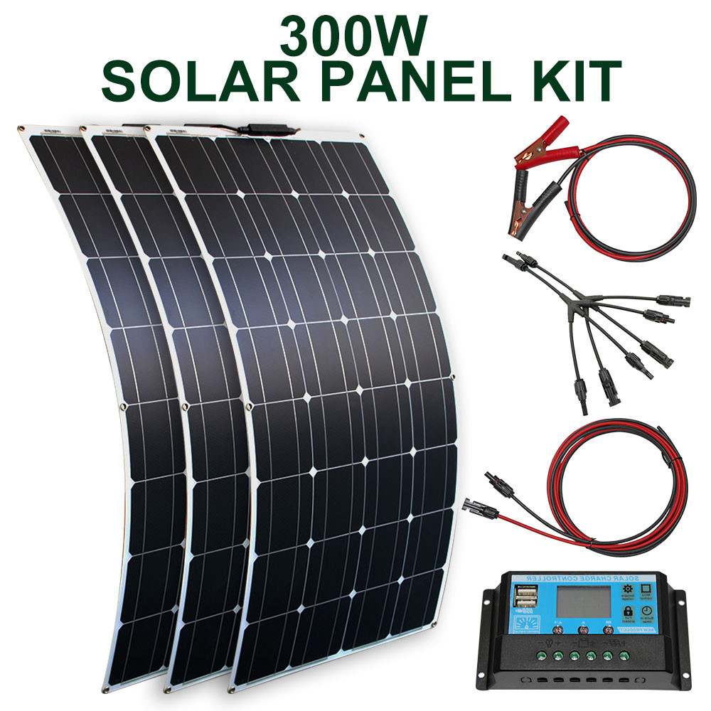 Jual solar panel kit and 300w 200w 100w flexible solar panels 12v 24v ...