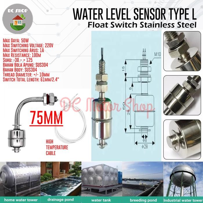 Jual Float Switch Stainless Steel Water Level Sensor Type L Arduino ...