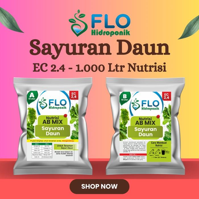 Jual Nutrisi AB Mix Flo Hidroponik Sayuran Daun 10 Liter 1000 Liter ...