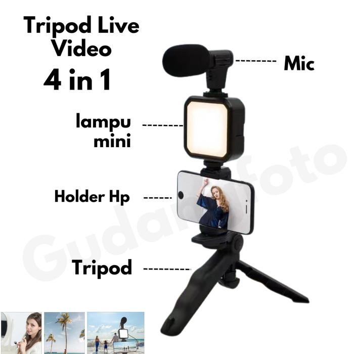 Jual Vlogging Kit Paket Vlog Youtuber Mic Livestream Tripod Lampu Set ...
