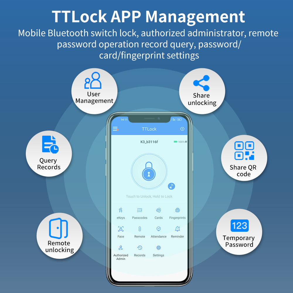 Jual TTLOCK WiFi Smart Lock IP67 Waterproof RFID Card QR Code Barcode ...