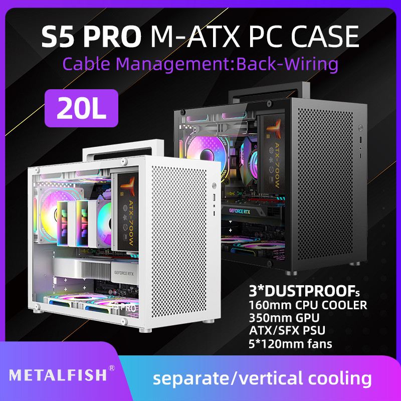 Jual METALFISH S5 PRO 20L Computer Case Gaming PC Chassis Support MATX ...