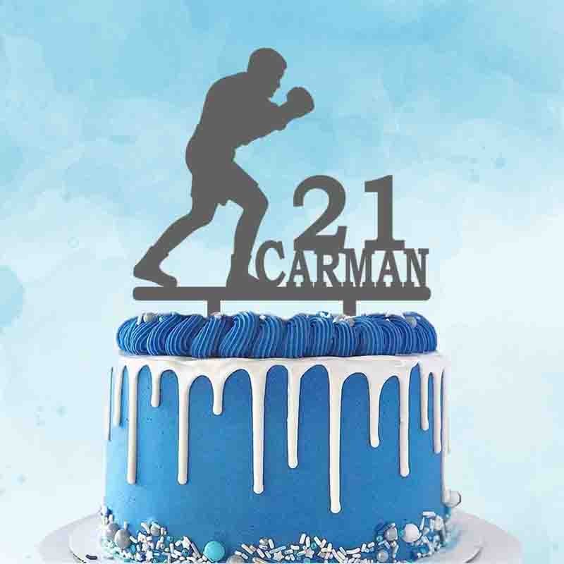 Jual Personalized Boxer Cake Topper Custom Name Age Boxing Fighting For ...