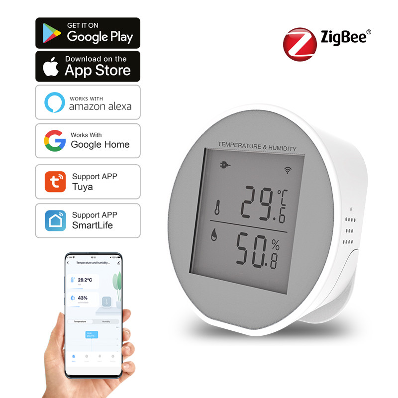 Jual Tuya Zigbee APP Remote Control Smart Temperature and Humidity ...