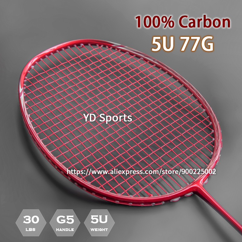 Jual Ultralight 5U Carbon Fiber Badminton Racket With String Bags ...