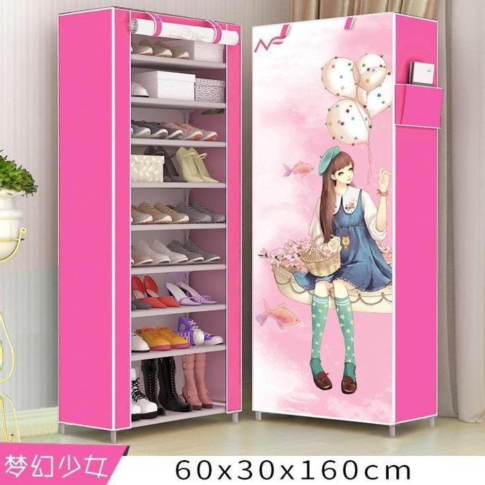 Jual Rak Sepatu With Cover Karakter 10Susun (2Kg) (Dream Girl) | Shopee ...