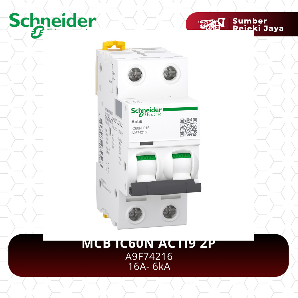 Schneider MCB IC60N ACTI9 2P 16A 6kA | A9F74216 