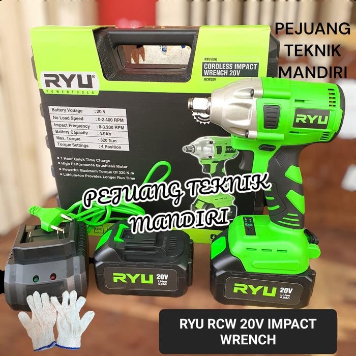 Jual CORDLESS IMPACT WRENCH RYU RCW 20V / ALAT BUKA BAUT BATERAI RYU ...