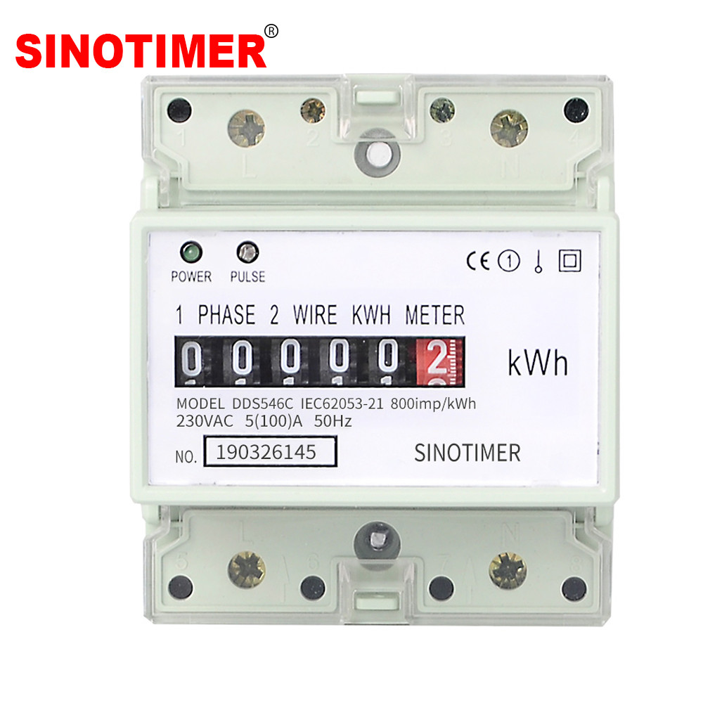 Jual Baru Electric Single Phase Two Wire AC 220V 100A Energy Meter kWh ...