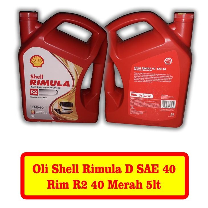 Jual Oli Shell Rimula D Sae 40 Rim R2 40 Merah 5 Liter Original -10248 ...