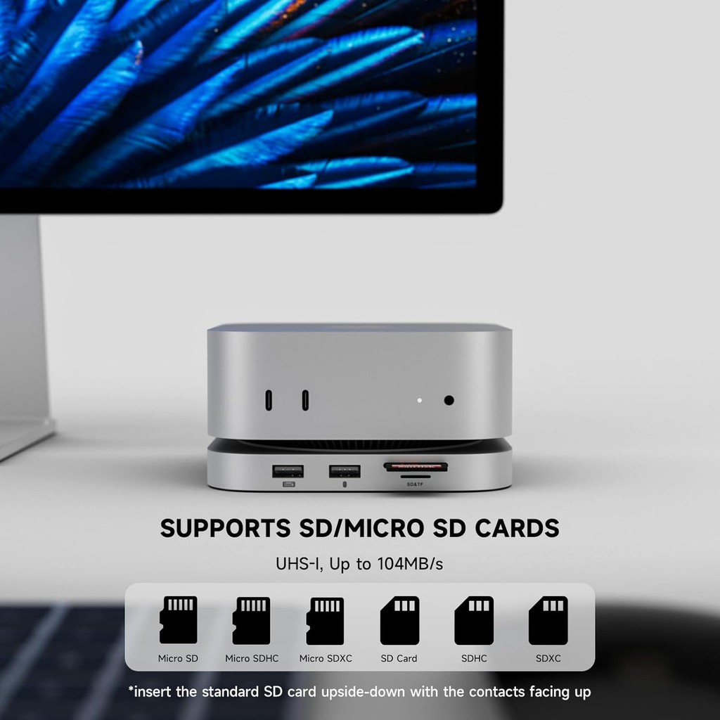 Support Dock Minisopuru Pour Mac Mini M4 Avec Boîtier SSD M.2 NVMe 10Gbps USB-C/A, Lecteur TF