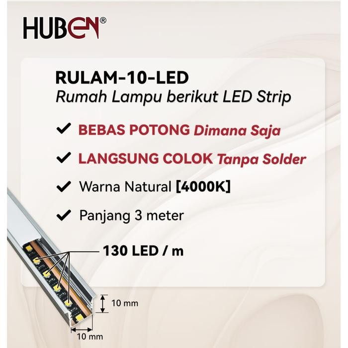 Jual HUBEN RULAM-10 LED STRIP 400K NATURAL 3 Meter | Shopee Indonesia
