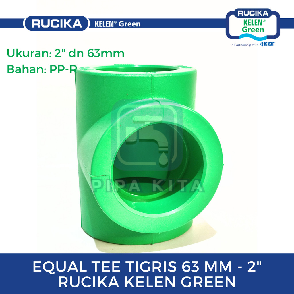 Jual RUCIKA PPR Tee 63 mm PN 20 RUCIKA KELEN GREEN PP-R Tee 2 inch ...