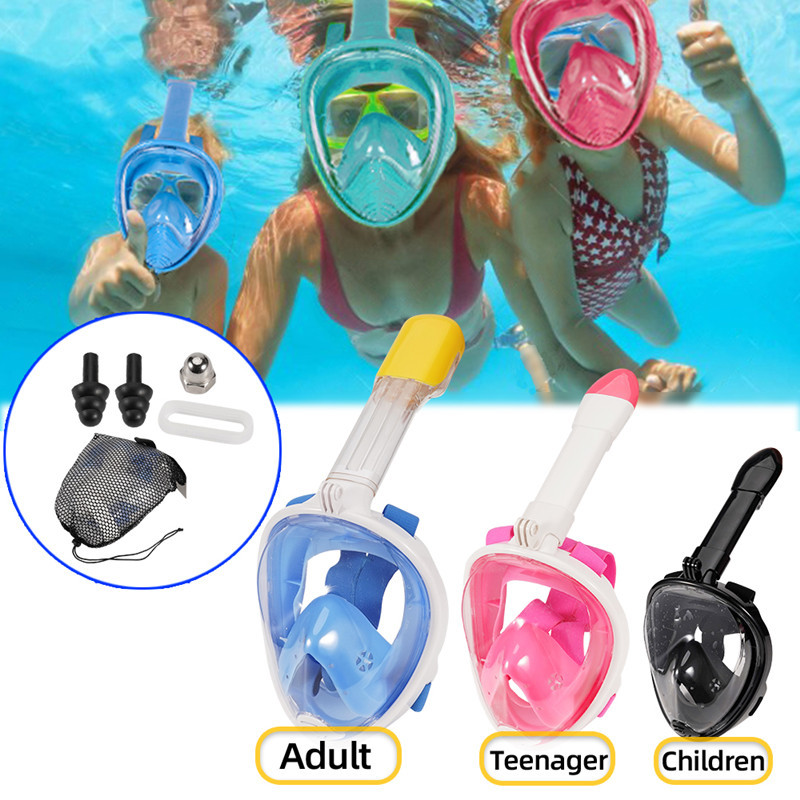 Jual Underwater Snorkeling Full Face Children Swimming Mask Set Scuba ...