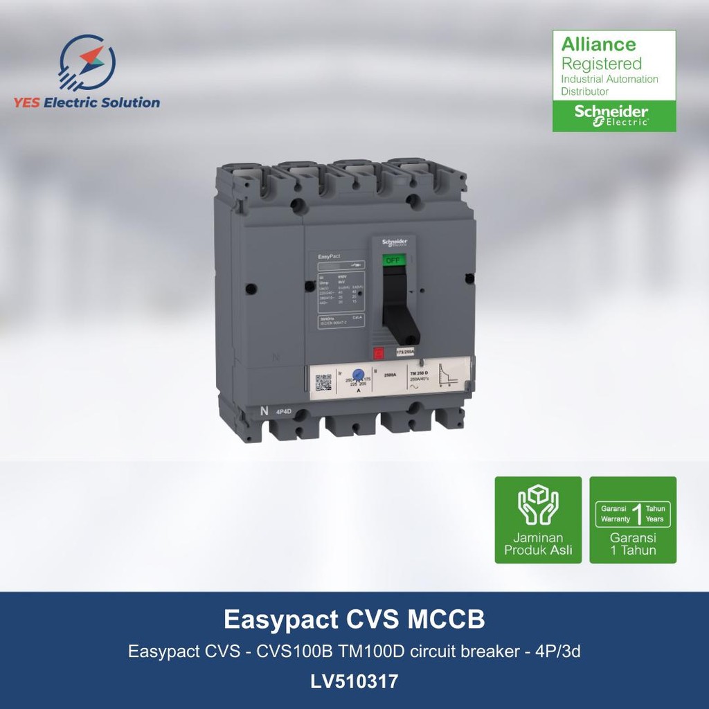 Jual Schneider Easypact CVS100B MCCB TM100D circuit breaker 4P ...
