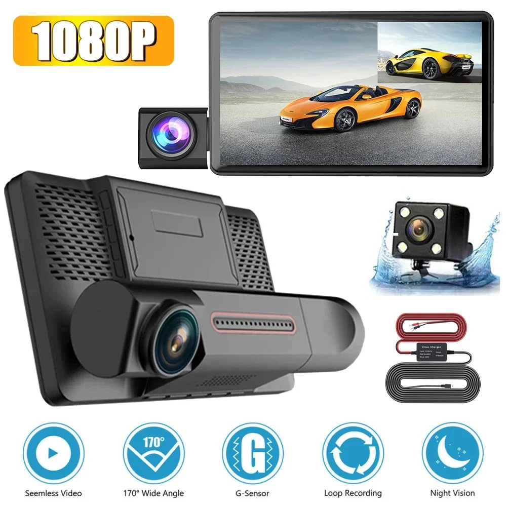 Jual Car DVR 3 Cameras 4.0 Inches Dash Cam Car Video Recorder Auto ...