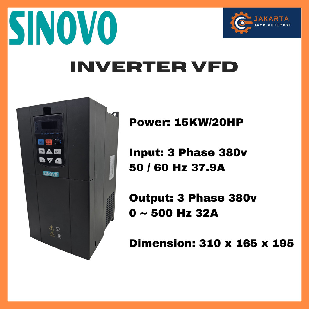Jual Inverter VFD SINOVO 15KW / 20HP Input Output 3Phase 3P 380V ...