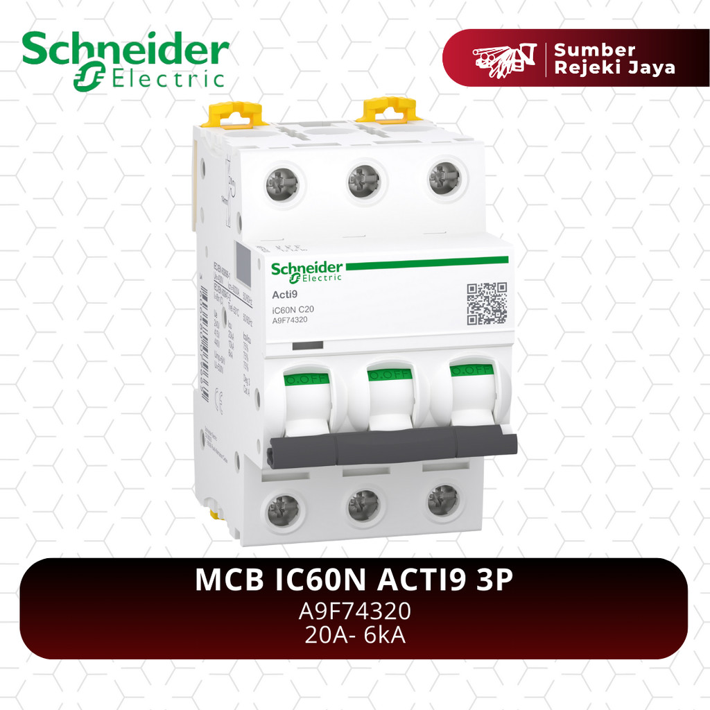 Schneider MCB IC60N ACTI9 3P 20A 6kA | A9F74320 