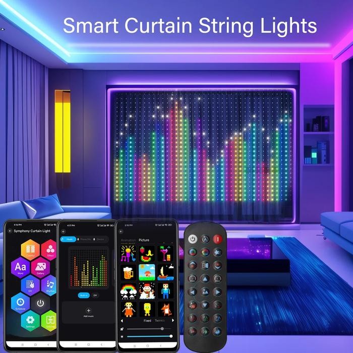 Jual Smart Curtain String Lights WS2812 Bluetooth APP Control Led ...