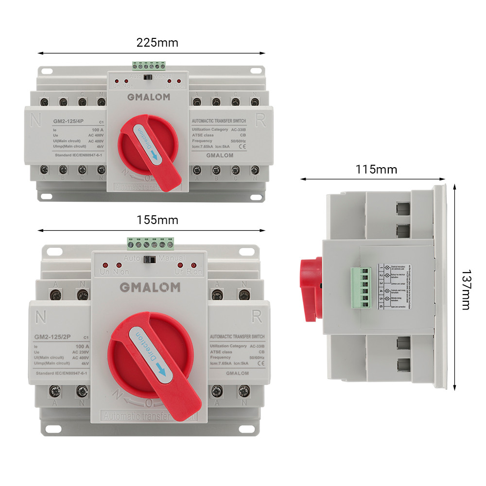 Jual Dual Power Ats (Cb) 2P/4P 63A Dual Power Automatic Transfer Switch ...