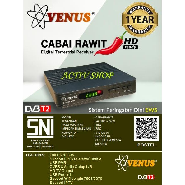 Jual Project - Receiver Tv Digital Dvb-T2 Terrestrial Venus Cabai Rawit ...