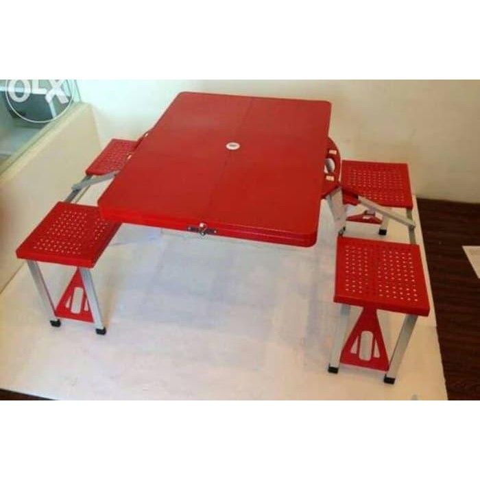 Jual Meja Kursi Lipat Portabel Warna Merah/Hijau/Biru | Shopee Indonesia