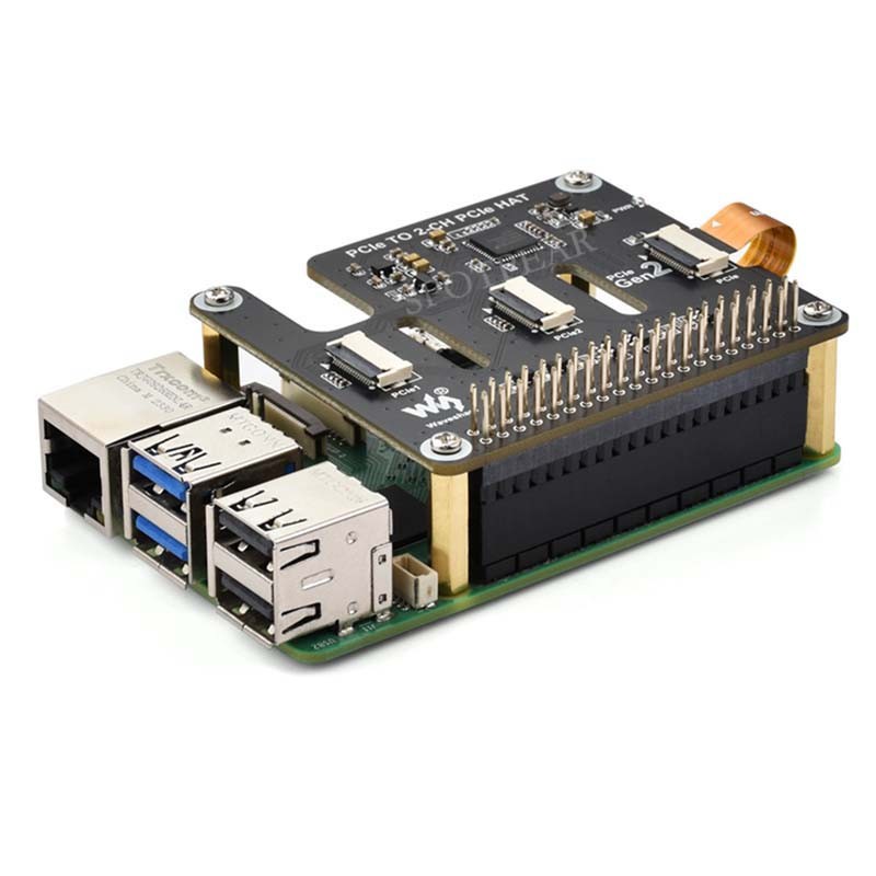 Jual Raspberry Pi 5 PCIe to 2-CH PCIe FFC Dual PCIe HAT Board RPi5 ...