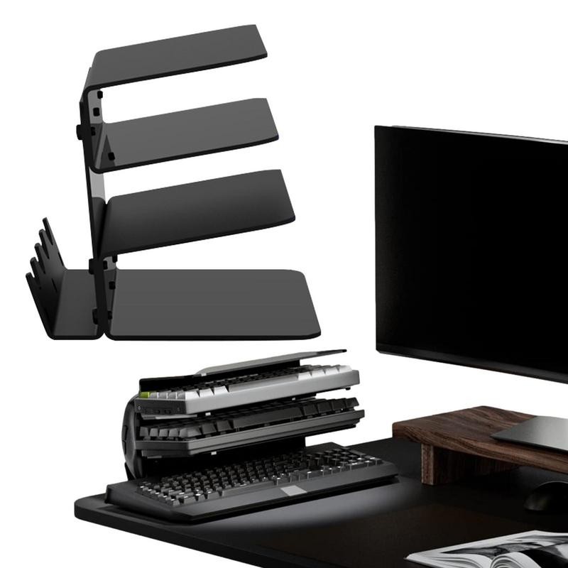 Jual Keyboard Mouse Desktop Organizer Acrylic 3 Tier Stand Frame Shelf ...